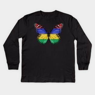 Mauritian Flag  Butterfly - Gift for Mauritian From Mauritius Kids Long Sleeve T-Shirt